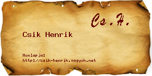 Csik Henrik névjegykártya